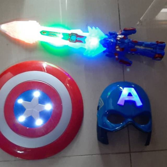 Mainan Set Pedang Topeng Tameng Capt America - Paket Perisai Anak