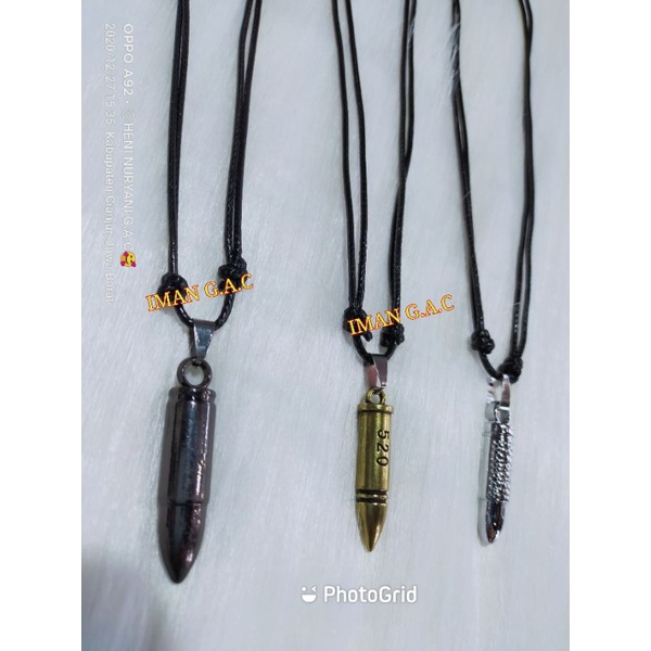 kalung taring kepala serigala/kalung kujang, kalung peluru celurit pisau/kalung+liontin import tali korea