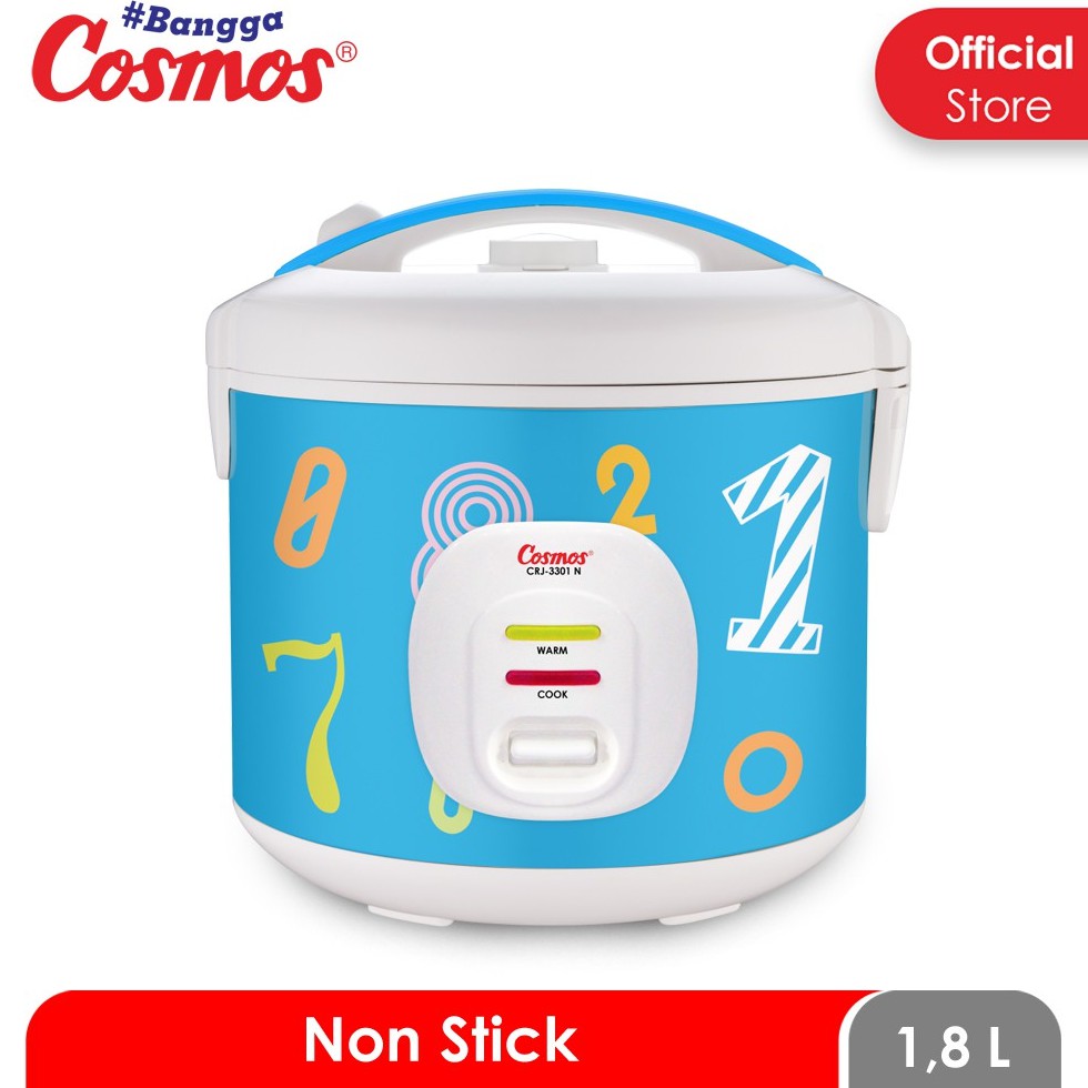 Cosmos CRJ3301N Rice Cooker / Magic Com 1.8 Liter 3 in 1 Bonus Gelas Ukur dan Sendok Nasi