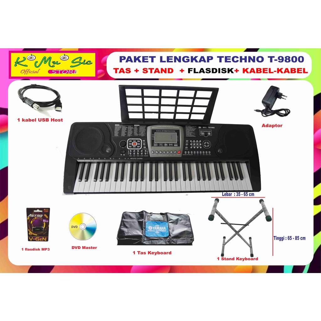 lbh murah [hrg*ditoko datang* ] paket full set Techno T9700i g3 best seller keyboard T 9700 USB MP3 