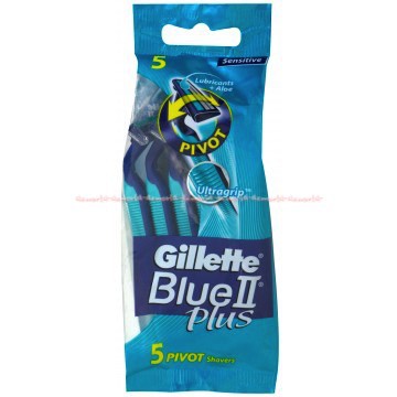 Gillette Blue II Plus Pivot Shaver Pisau Cukur Gilete Kulit Sensitif 5pcs