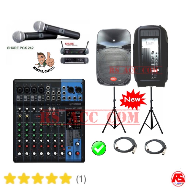 Paket Sound System Karaoke Speaker Baretone Mixer Yamaha Mic Shure