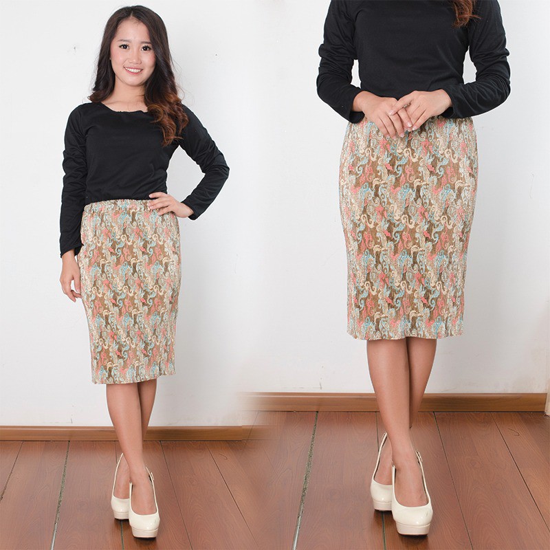 SB Collection Rok Plisket Chyntia Pendek Midi Batik Jumbo Wanita