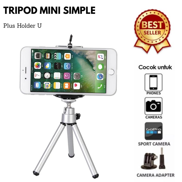 Holder Handphone Mini Tripod Simpel 10CM Gratis Holder U