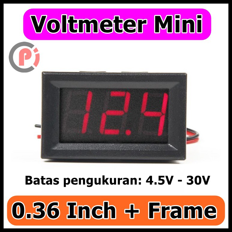 MINI FRAME - DC Voltmeter 0.36&quot; Digital 4.5-30v 2 Kabel + Bingkai Volt