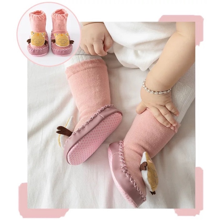 Kaos kaki bayi balita anti selip bahan katun berkualitas boneka kulit