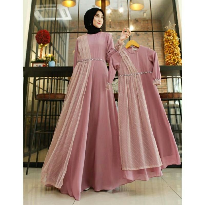 GAMIS COUPLE IBU DAN ANAK GAMIS TILE DOT GAMIS LEBARAN