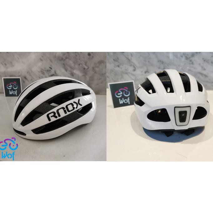 Helm Sepeda RNOX paket Combo + Lampu Rockbros TT30 Helmet MTB RB Seli - Putih