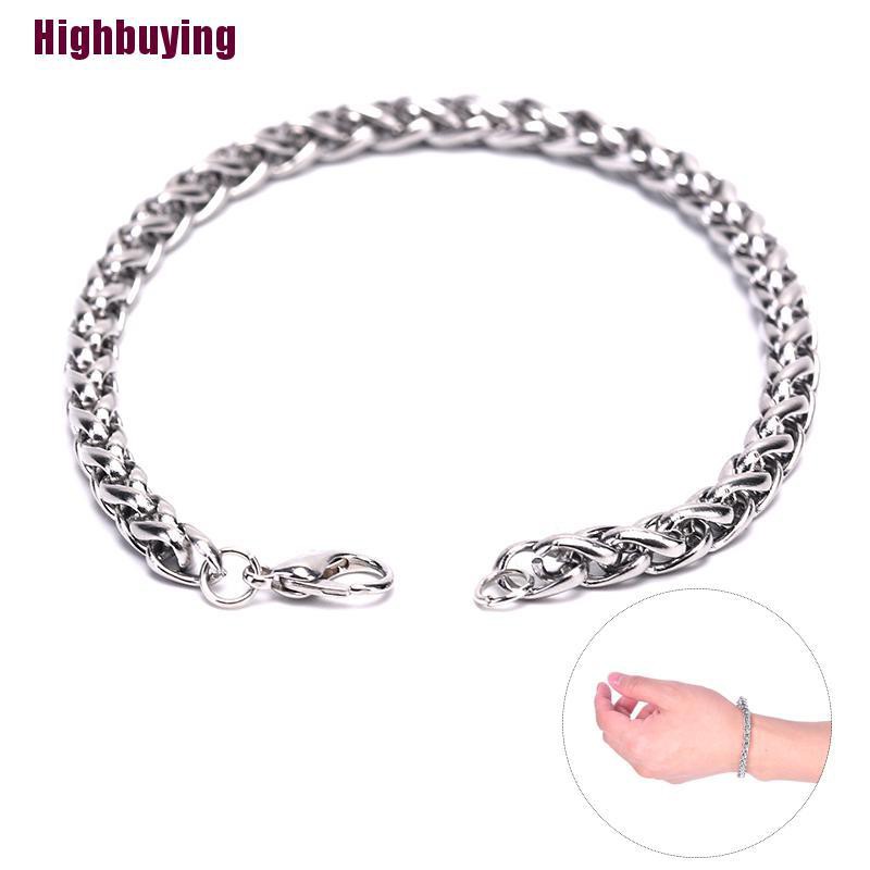 Hbid Gelang Tangan Rantai Stainless Steel Warna Silver Gaya Punk Untuk Pria