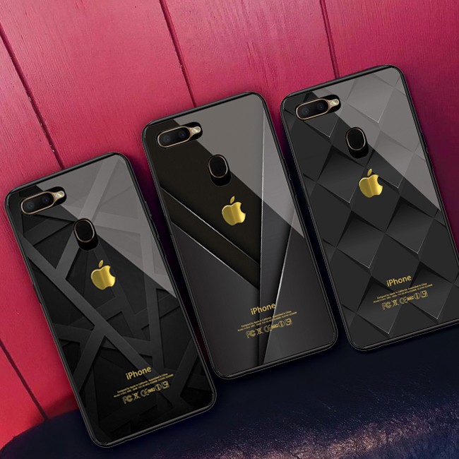 (CU3) Casing Kaca Premium A11K A12 A5s A7 Case Logo Iphone All Type Oppo Vivo Realme Xiaomi Samsung