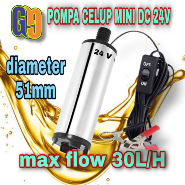 iNstansday- Pompa air celup pompa oli 51mm DC 24V submersible pump