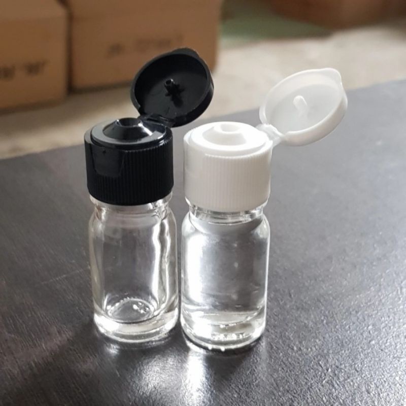 botol kaca 5ml bening tebal tutup fliptop