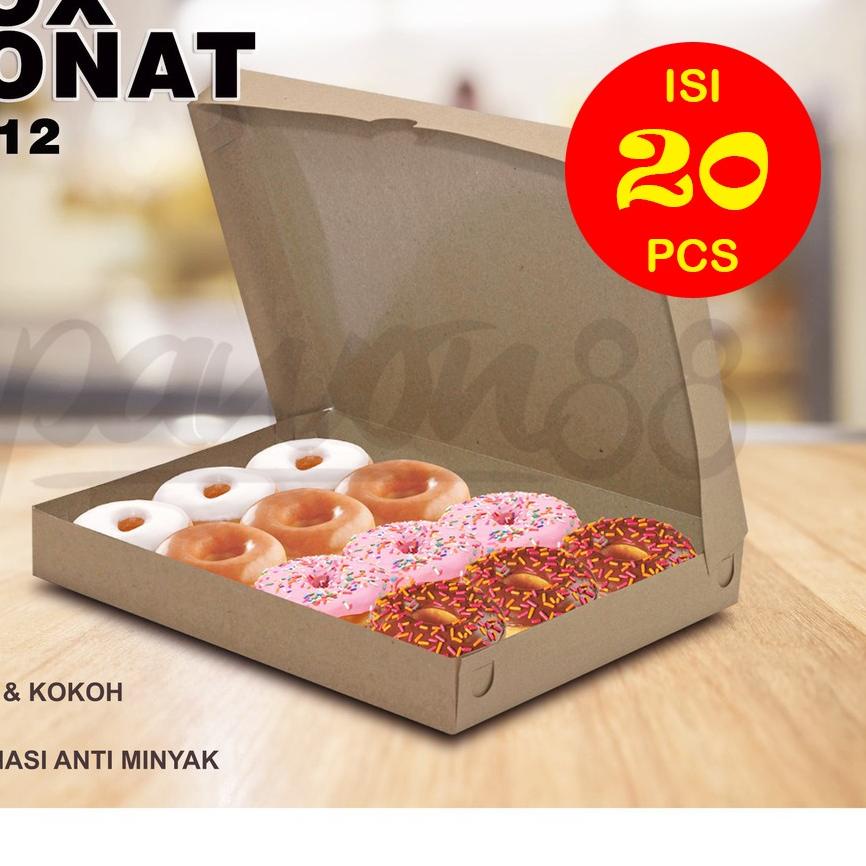 

❈ Kotak Box Dus Donat COKLAT Isi 12 -( 10 Pcs ) ♬