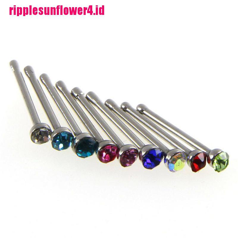 36pcs Anting Tindik Hidung Bahan Stainless Steel Dengan Kristal Berlian Imitasi