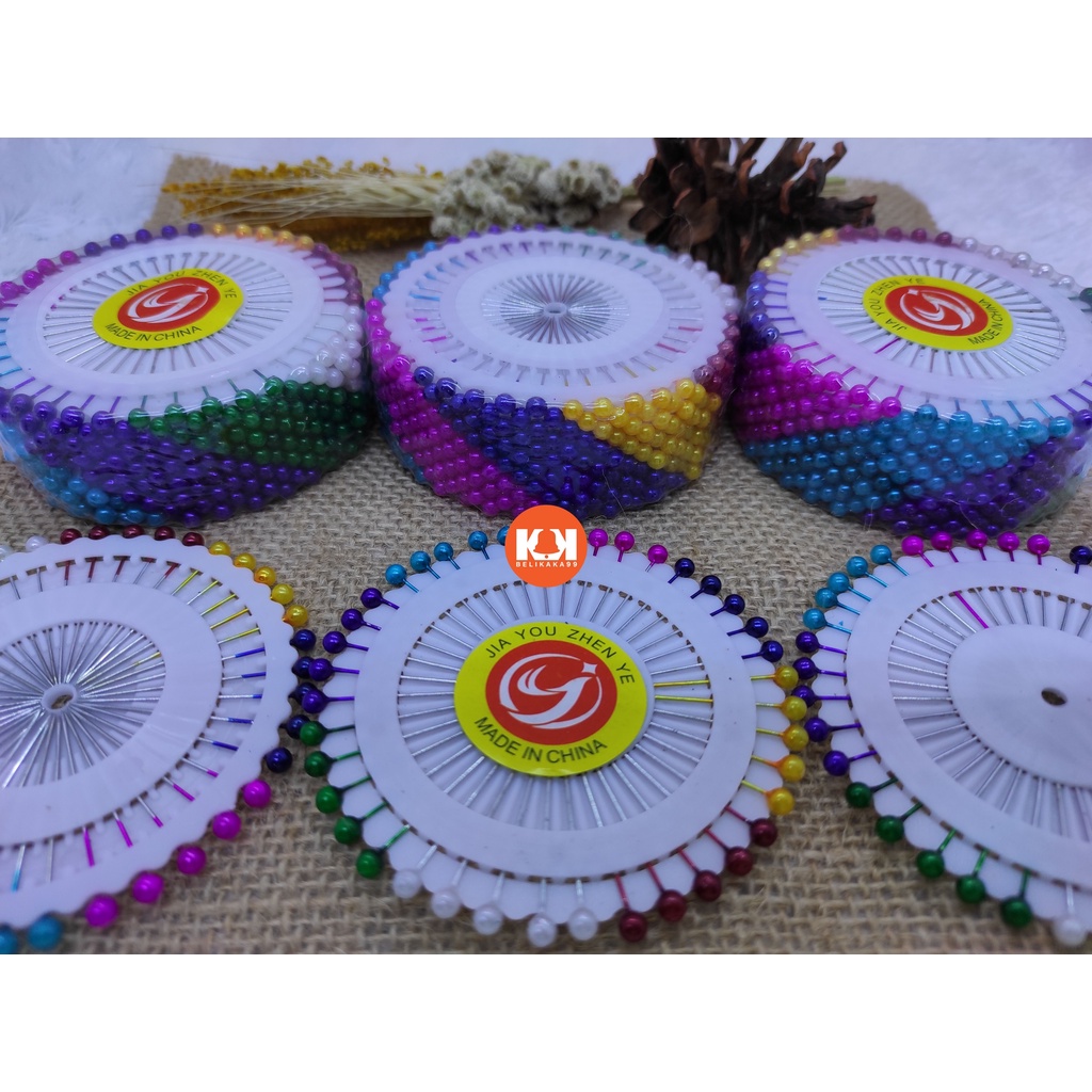 (12 SET) JARUM PENTUL PIRING BULAT MUTIARA WARNA WARNI / JARUM PENTUL PIRING / JARUM PENTUL BULAT / JARUM PENTUL LINGKAR PIRING / JARUM PENTUL BUNDAR