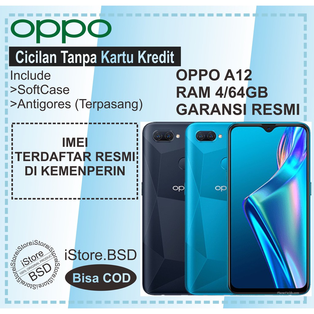 OPPO A12 RAM 3/32 & 4/64GB - GARANSI RESMI OPPO 1 T   AHUN