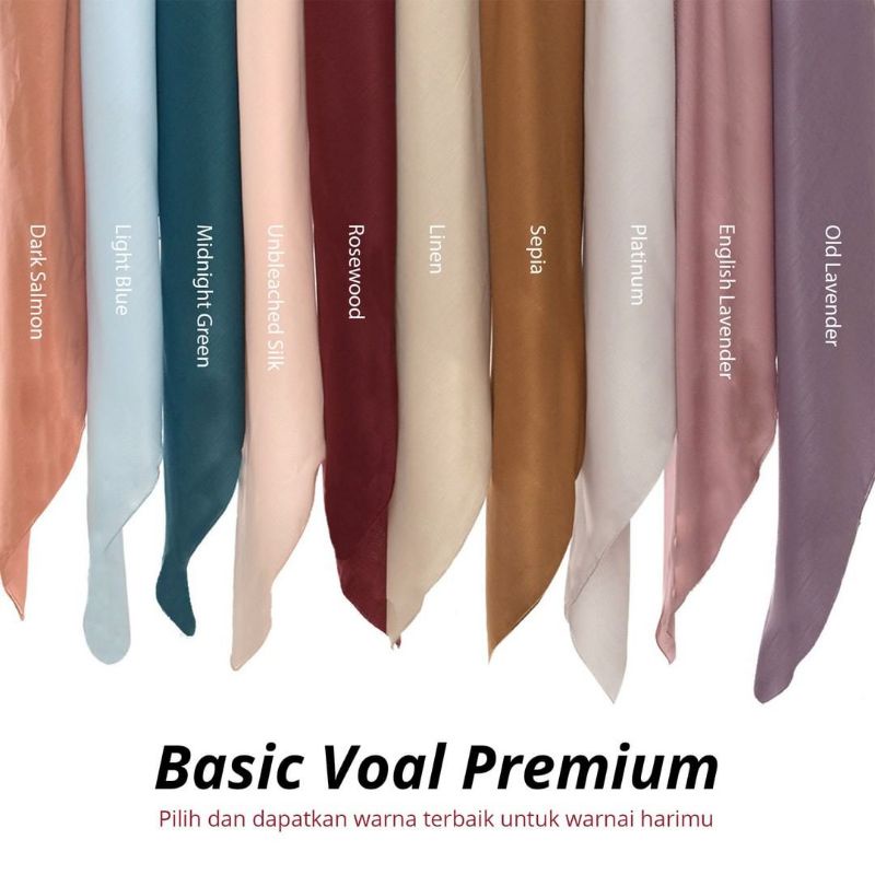 Basic Voal PREMIUM Umama Kerudung / Hijab / Jilbab Segiempat Polos Rawis Jahit Tepi 110×110cm hitam 