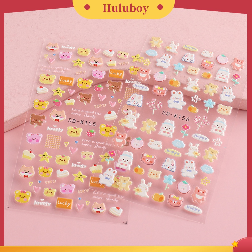 Huluboy Huluboy♡ Stiker Kuku Motif Bunga Kecil Anti Jatuh Untuk Wanita