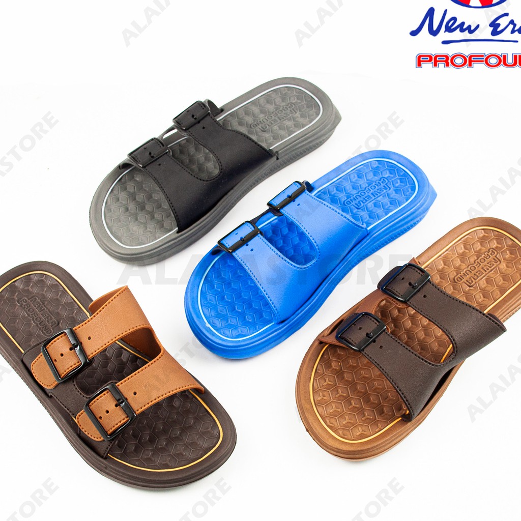 Sandal slop pria new era / sandal slop karet ban 2 - New Era MB E5018 (39-43) / sandal slop cowok-Hitam
