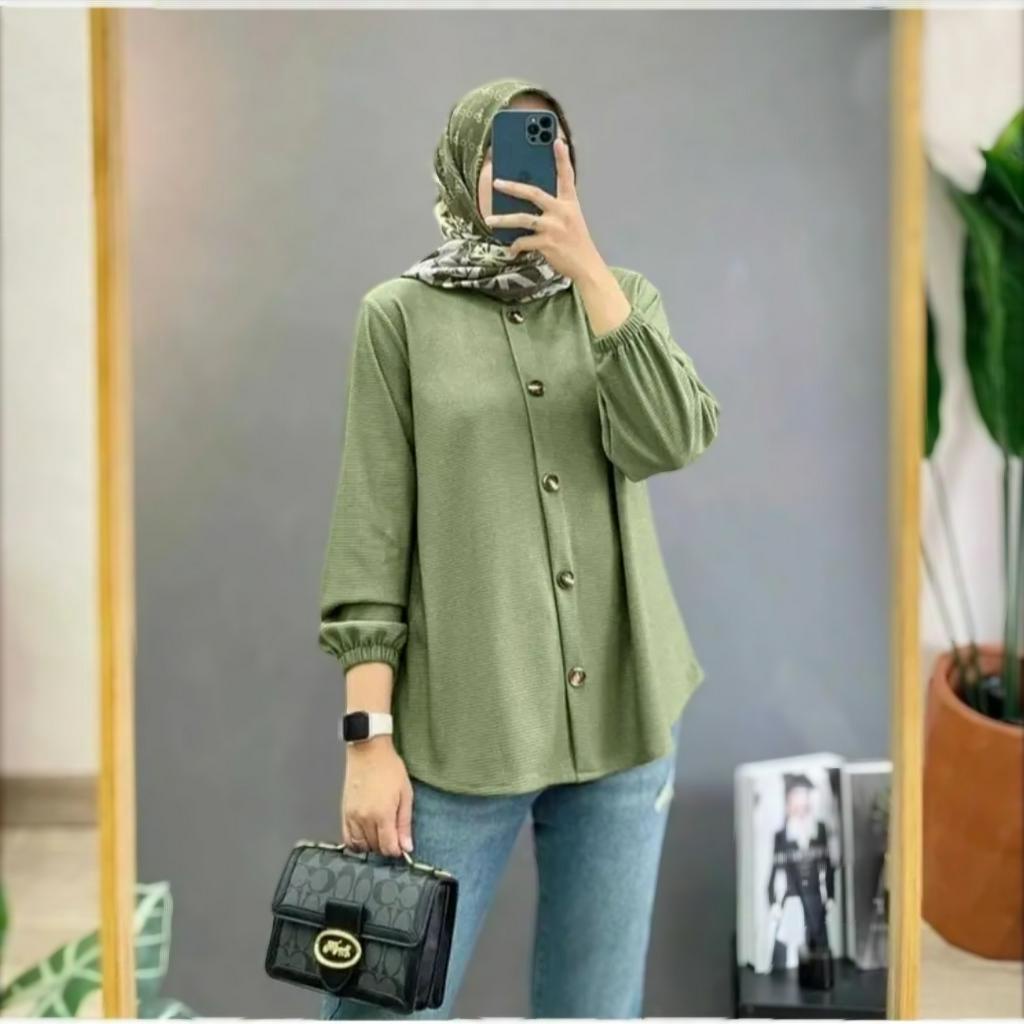 BLOUSE NAGITA BLOUSE CRINKLE AIRFLOW TERBARU 2023 KEKINIAN MOTIP POLOS LENGAN PANJANG UKURAN JUMBO SIZE S M L XL XXL XXXL 5XL LD 140