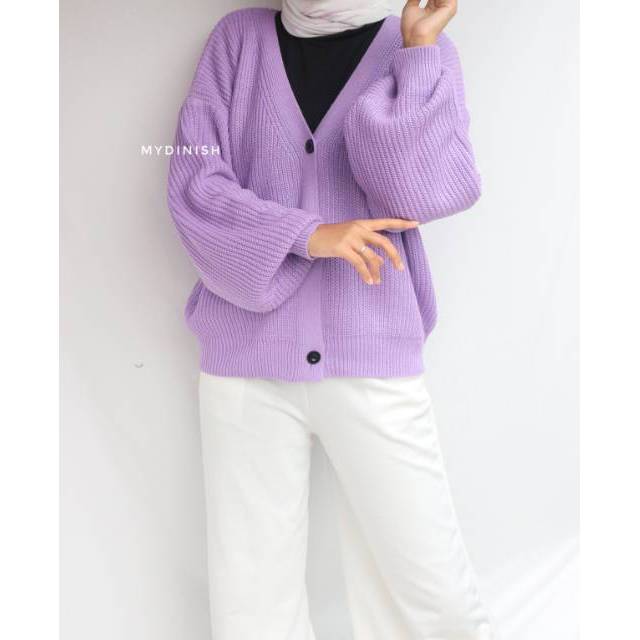 Marvela Puffy Cardy - Cardigan Rajut Wanita Tebal