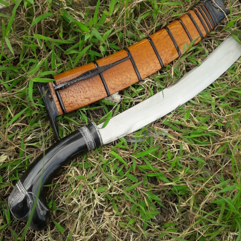 Gollok Galonggong Handle Tanduk Kerbau Asli Ukiran Manuk Bedog Galonggong