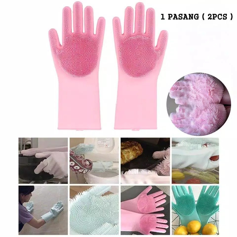 JBI-0098 Sarung Tangan Cuci Piring Silikon Serbaguna Tebal Tahan Panas - Silicone Cleaning Gloves