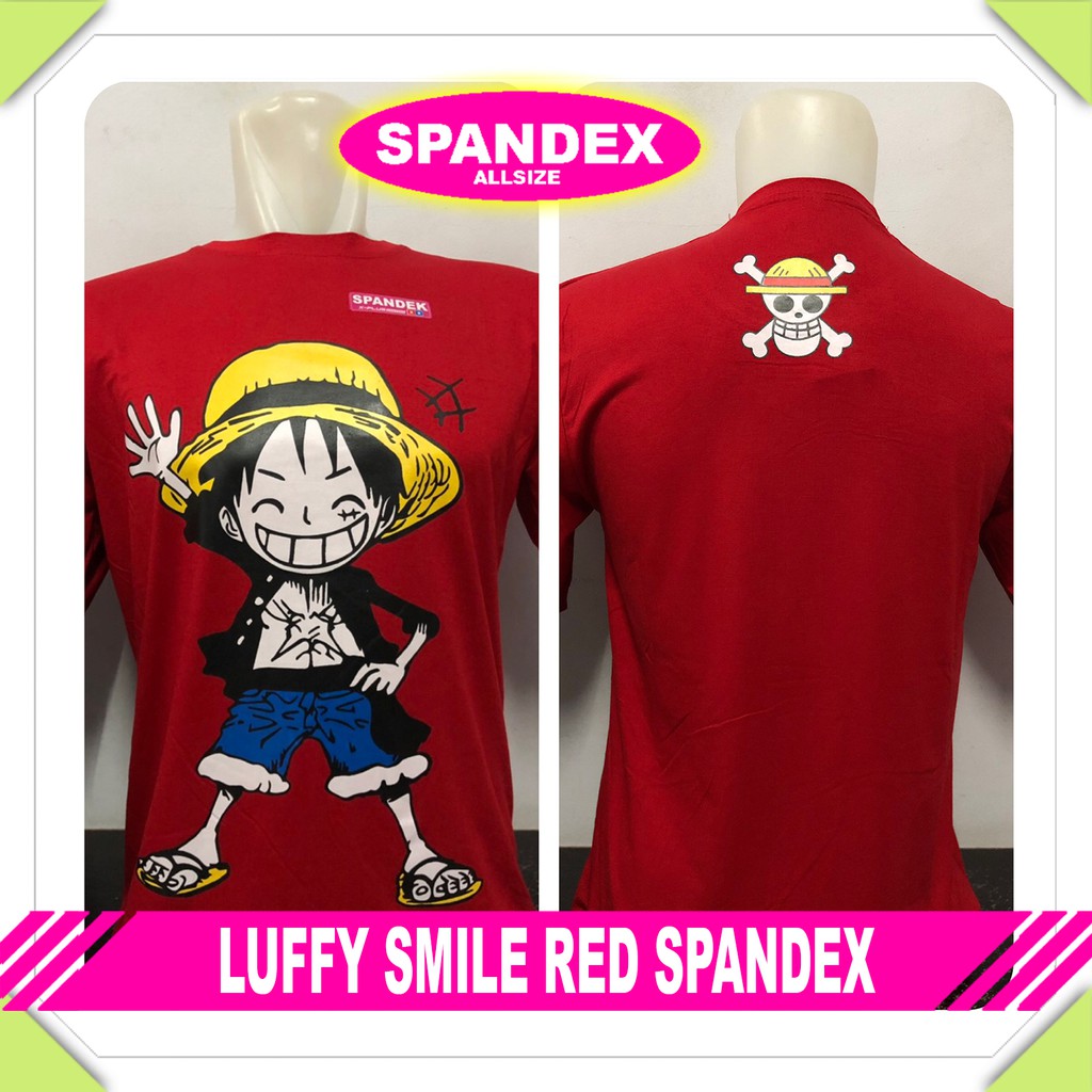 Kaos Baju Pakaian Pria Anime LUFFY SMILE RED SPANDEX
