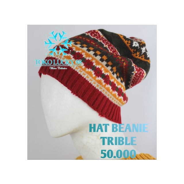 IMPORT Hat Beanie Trible Topi Kupluk Rajut Wool Motif Hat Beanie Trible