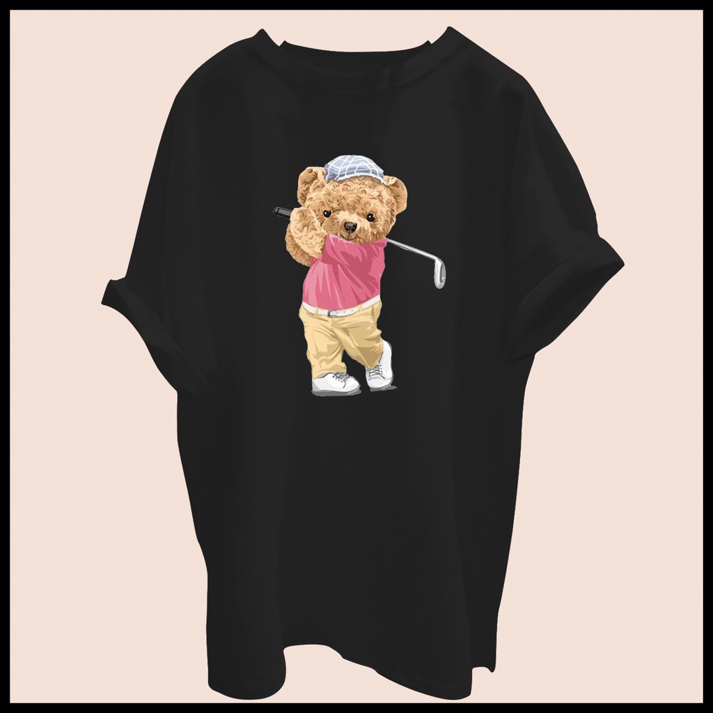 CALVIERO SHOP - BAJU KAOS ATASAN WANITA BEAR GOLF PRINT