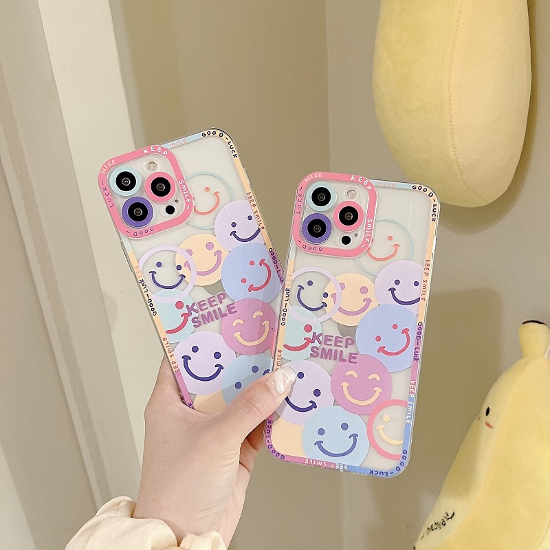 Soft Case Motif Smiley Face Untuk iPhone 11 12 13 Pro MAX X XR XS MAX 7 8 Plus