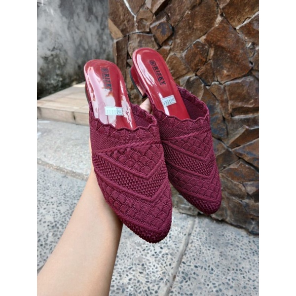 Sandal Slop Rajut/Sandal wedjes rajut hak 3cm