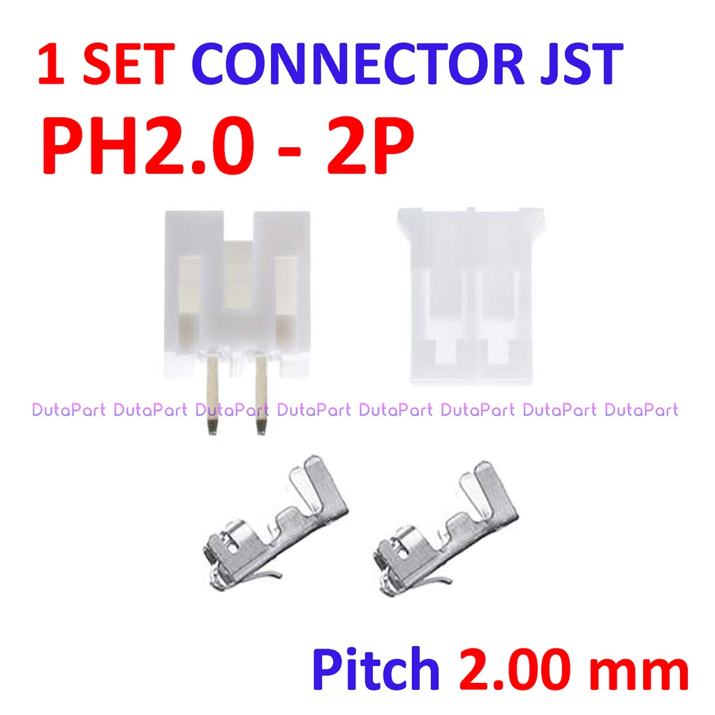 1 SET Connector JST PH2.0 - 2P - Male Female Pin Kaki Lurus 2.0mm