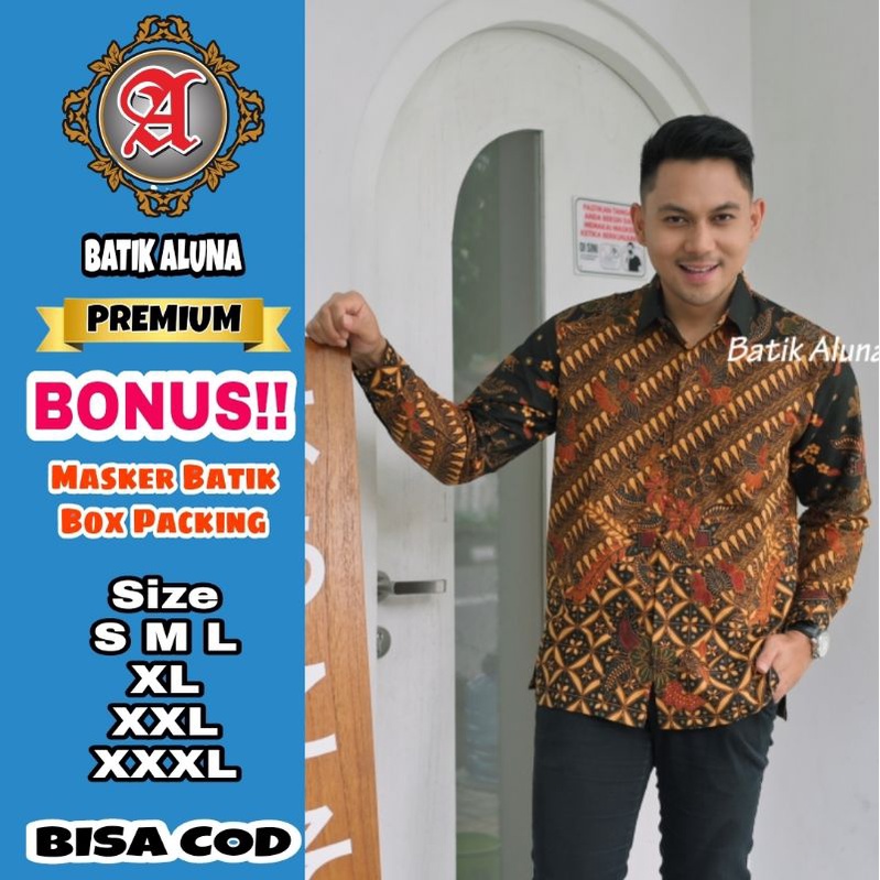 Baju Batik Pria Premium Lengan Panjang Full Furing Batik Solo Pekalongan Batik Reguler Batik Aluna P