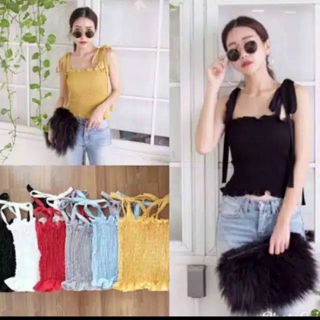 Tank top kerut Tali ikat