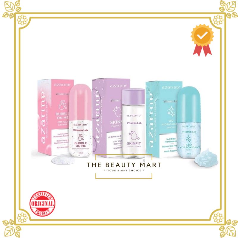 AZARINE Skinfit Essence Toner | Vitamin Lab CBD Hydraoxidant Ampoule | Bubble On Me Deep Mask