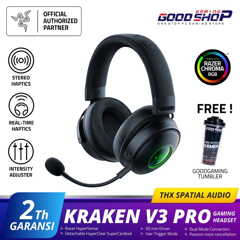 Razer Kraken V3 Pro with Haptic Technology - Wireless Gaming Headset