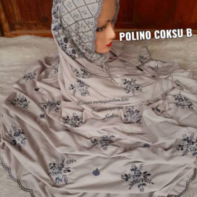 Mukena Bordir Terusan/ Lajuran Dewasa Bahan Polino warna