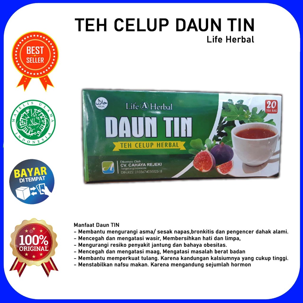 

Teh celup Herbal DAUN TIN Antioksidan, anti tumor dan anti kanker, DLL. isi 20 celup