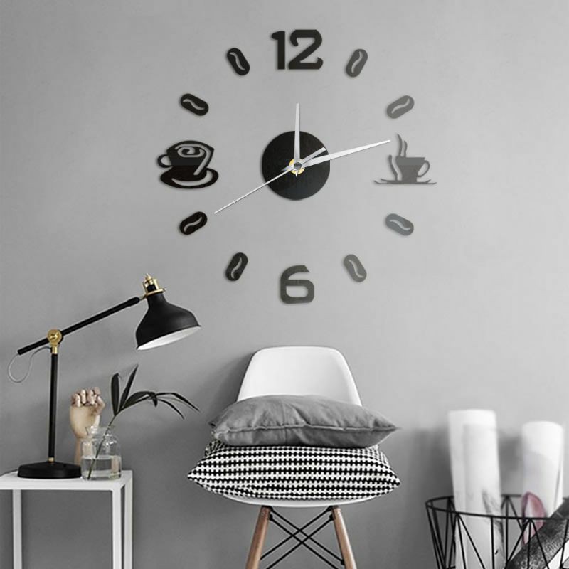 Jam Dinding Unik Kopi 3D DIY Wall Clock Coffee Besar Diameter 30-50cm