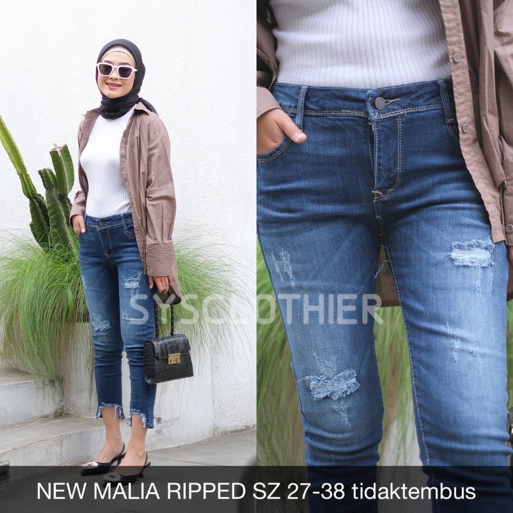 CELANA JEANS WANITA UKURAN NORMAL &amp; JUMBO 7/9 NEW MALIA