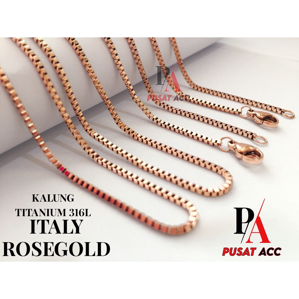 Rantai Kalung MCI Titanium 316L Premium Stainless Anti Karat Pria Wanita [KALUNG ROSEGOLD]