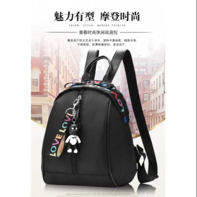 GT 1205 RISCE TAS RANSEL TALI MOTIF LOVE GANTUNGAN SHEEP IMPORT WANITA CEWEK EL 985 BQ 2038
