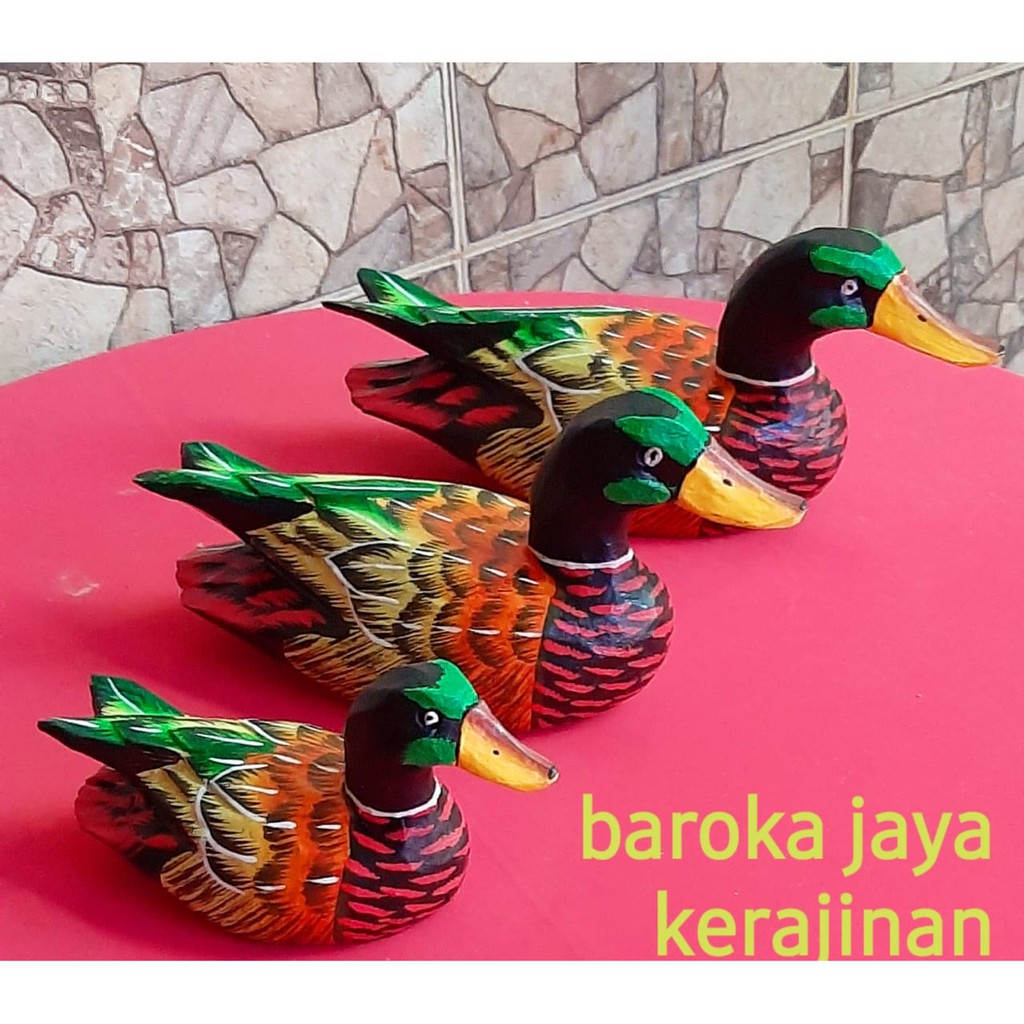 Termurah Pajangan Bebek  Kayu isi 3