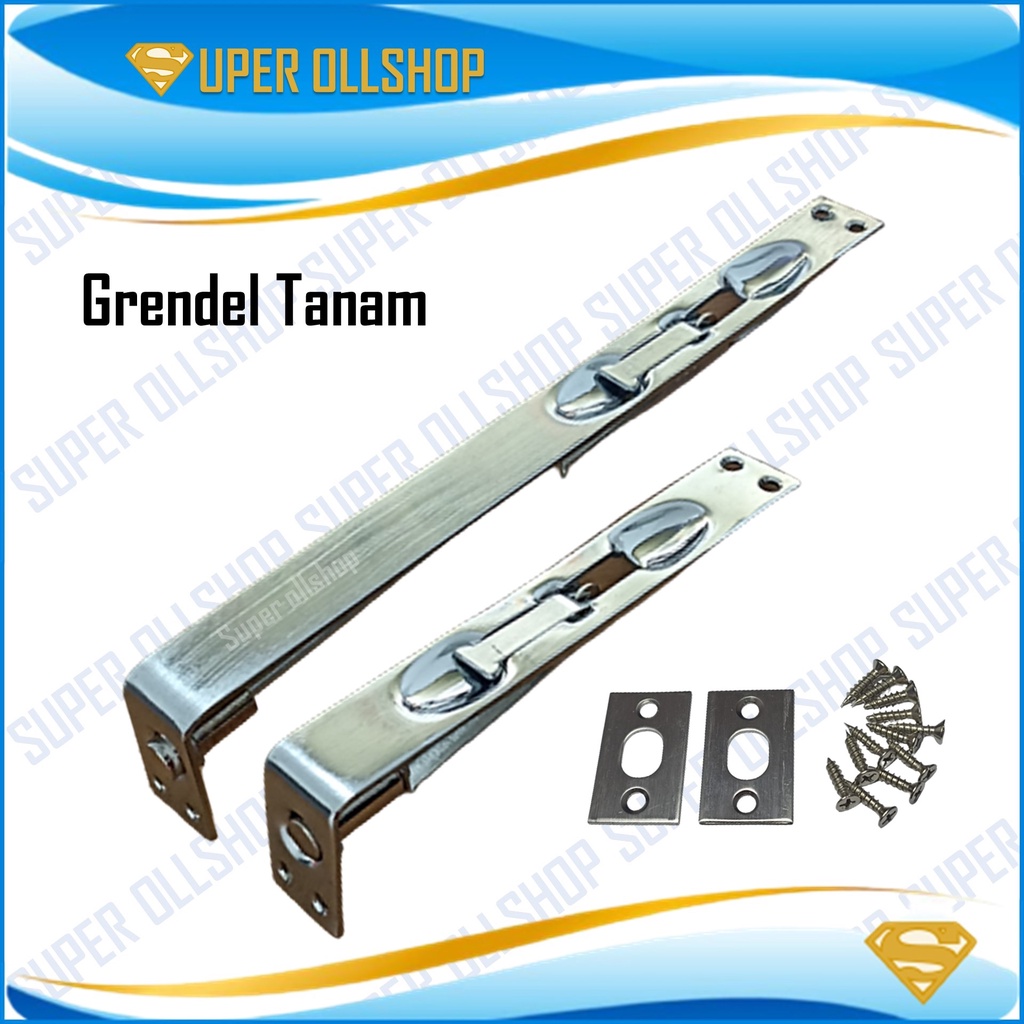 Grendel Pintu Tanam Besi 6&quot; + 10&quot; / Slot Pintu Tanam 2 Pintu Kupu Tarung 6 + 10 1 Set Murah