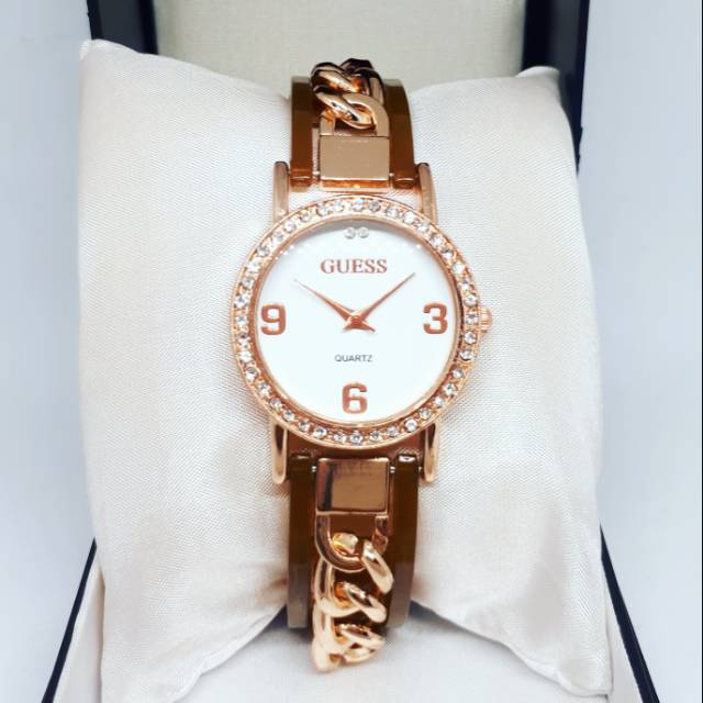 JAM TANGAN WANITA GUESS RANTAI GELANG JAM TANGAN KADO UNIK MURAH FASHION GUESS ROSEGOLD IMPORT