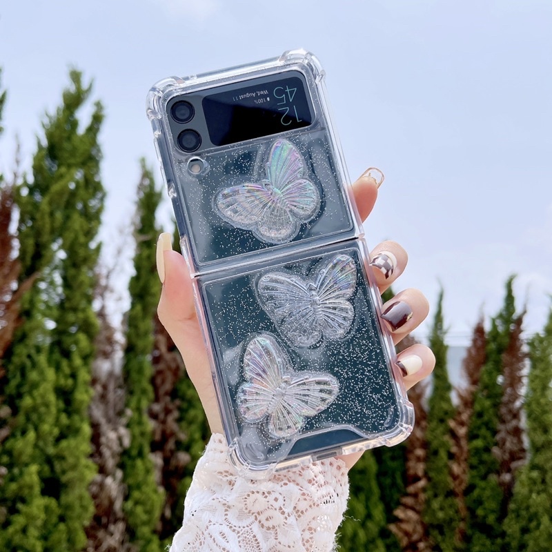 Butterfly Glitter Case Z Fold6 Z Flip 6  Z Fold 5 Z FLip 5 ZFlip6 Zflip5 Zfold5 Zfold 4 Zflip 4 3 Zfold 2 Zflip3 Zflip2 Z Flip Fold Casing