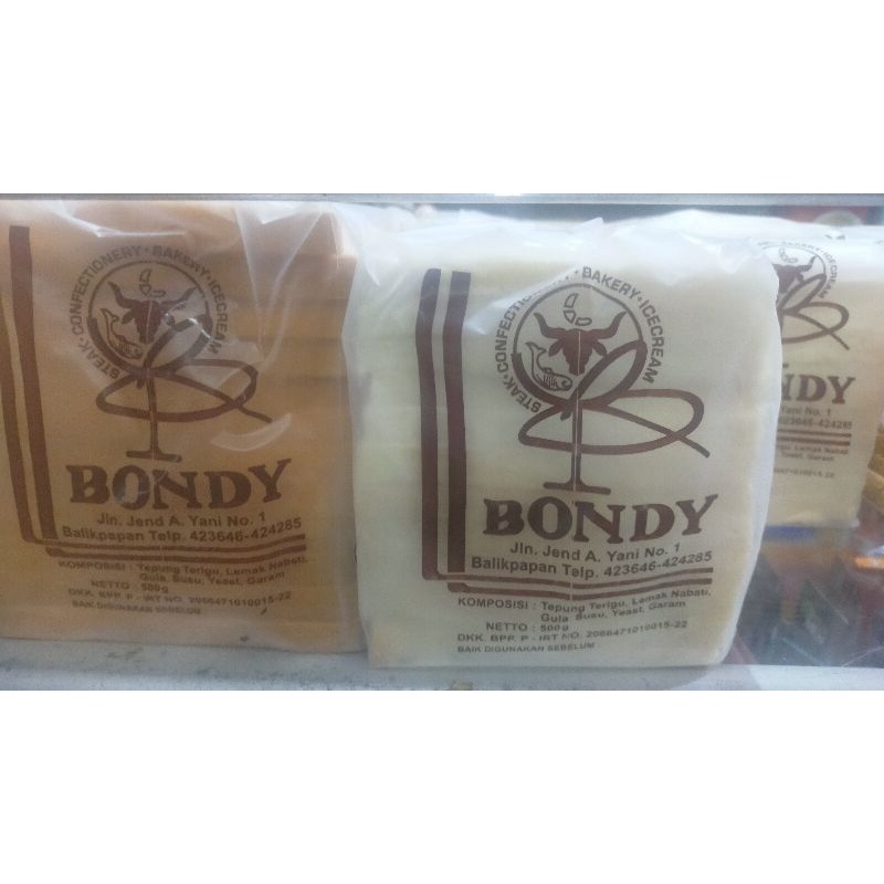 

Roti Tawar merk Bondy (harga tertera adalah per bks)