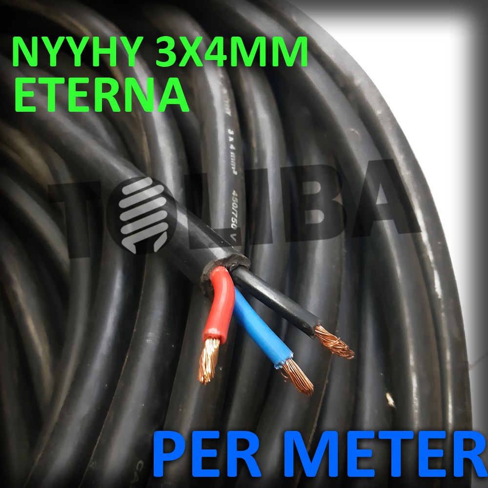 kabel hitam kabel eterna nyyhy 3x4 / 3 x 4 kabel serabut isi 3 / kabel 4mm 4 mm / meter sni