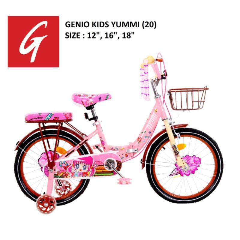 [EKA JAYA SEPEDA] SEPEDA ANAK PEREMPUAN MINI LIPAT GENIO YUMMI 12 / 16 / 18 INCH BARU SURABAYA GB-08